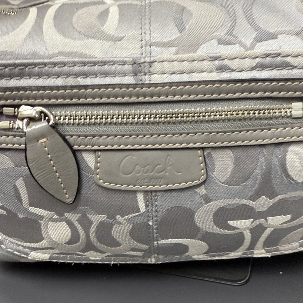 Coach Silver And Gray Scribble Monogram Medium Ho… - image 2